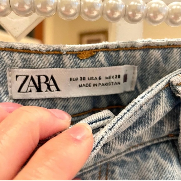 Zara Light Blue fringe Ankle Cropped Jeans - Picture 5 of 5